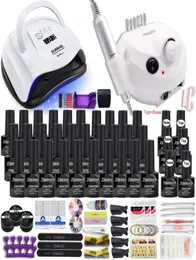 Nail Art Kits 90W Lamp Gift Set With 30 Colors Gel Polish Manicure Acrylic Kit High Quality 20W Drill Machine2599636