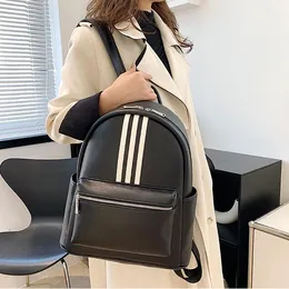 Ladies shoulder bag outdoor sports fitness and leisure travel backpack street trend leather student backpacks large capacity fashion striped handbag 113#