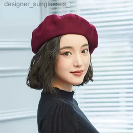 Berets Beckyruiwu Hut Weibliche Woolen Baskenmütze Herbst Koreanische Maler C Frauen Winter Stricken Hüte La Mode Kürbis HutL231103