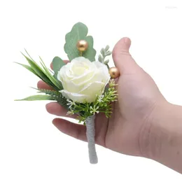 Dekoratif Çiçekler Korsage Düğün Erkekler Boutonniere Kız Bilezik Damat Pimleri Nedime bilek çiçek ipek kırmızı gül dekor