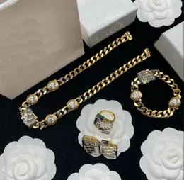 Fashion Designed Thick Chain Necklaces Bracelet Earring Ring Sets Cool Hiphop Rock Banshee Medusa Head Portrait 18K Gold Plated Designer Jewelry MS13 -903