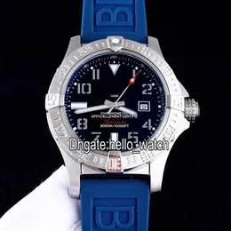 Tani nowy II Seawolf A1733110 Black Dial Automatyczna męska zegarek stalowa obudowa niebieskie gumowe paski
