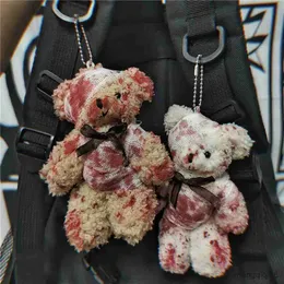 Keychains Lanyards Cool Bloody Plush Keychain Halloween Animal Doll Key Ring R231103