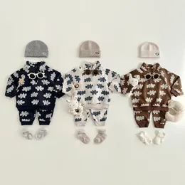 Conjuntos de roupas bebê meninos crianças nuvem impressão zíper moletom crianças roupas meninas algodão manga longa pulôver tops pant ternos 231110