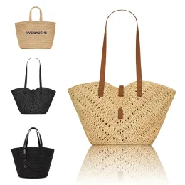 Weave Rive Gauche Raffias Basket tote Beach bag bolsa de luxo férias embreagem fim de semana Womens Shop bags espelho qualidade designer Crossbody mens bolsa de viagem de ombro