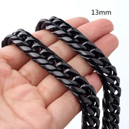 Chains Granny Chic Black Plated On 316L Stainless Steel Curb Cuban Link Chain Necklace For Women Men Friends Jewelry Gift 13mm 7-40inchChain