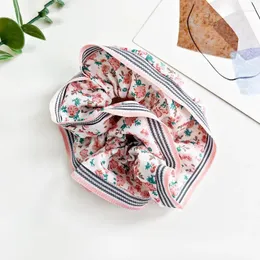 Haarspangen LinShan INS Einfaches Temperament Gestreifter Rand Floral Scrunchie Süße Blumentuchkunst Dickdarmring Großhandel Drop