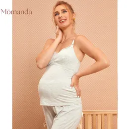 Sleep Lounge Momanda One Set Cami Maternity Pyjamas Nursing Women's ammande Sleepwear Duits Sling Nightwear Lactation Postpartum 231102