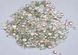 Super Glitter ss3ss50 Nail decoration 3D Glass Nail Art Rhinestones Crystal AB Flat Back Non Fix Rhinestone mix sizes Deco4772512