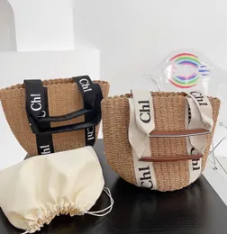 Роскошная дизайнерская сумка Женская летняя пляжная сумка 5A top Модная соломенная сумка для покупок Большая вместительная корзина для овощей Сумки