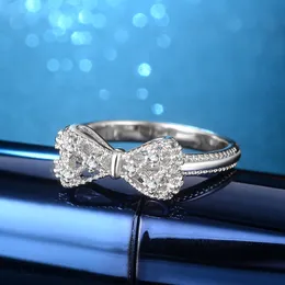 Schöne Schleife Desiger Band Ringe für Frauen Mädchen Liebe Niedlichen Glänzenden Kristall Diamant Schleife Ring Party Schmuck