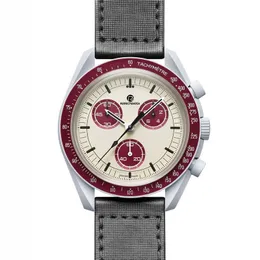 Relógio verde masculino e feminino relógio ome co marca biocerâmica planeta lua multifuncional Quarz cronógrafo missão mercúrio 42 mm pulseira de nylon relógio de luxo com caixa