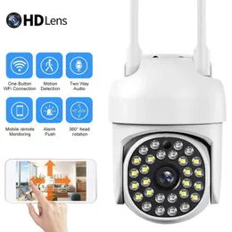 2.4G WiFi 28 LED Câmera PTZ sem fio Áudio bidirecional Infravermelho Visão noturna Detecção de movimento Rotação de 360 graus