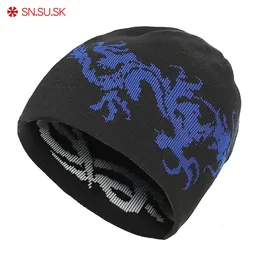 BeanieSkull Caps SN.SU.SK Knitting Hat Double-sided Wear Winter Hats for Men Gorros Skullies Mujer Invierno beanie Women Caps 230403