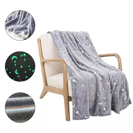 Blanket Luminous Warm Flannel Night Fluorescent Geometric Print Sheet Sofa Throw Bedspread Childrens Siesta Leisure Coverings 231102