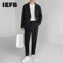 Herrenanzüge Blazer IEFB Zweiteiliges Set Einfache Leichte Reife Lose Langarm Mantel Hose Grün Hohe Qualität 2023 9Y8066 230403