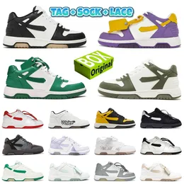 2024 Med Box New Out of Office Sneaker Ooo Low Tops Calf Leather Designer Shoes Women Mens Shoes Navy Blue Pink Light White Purple Yellow Sand White Trainers