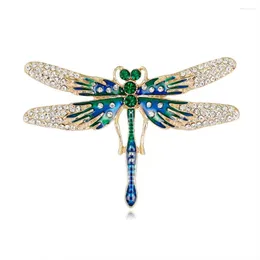 Broszki Crystal Dragonfly for Women Owad Brooch Pin Suknia moda Płaszcz Akcesoria 2-kolorowe przyjęcie weselne biżuteria bankietowa