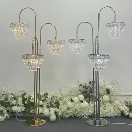Romantic Plating Crystal Chandelier Table Lamps For Modern T Roadlight Stage Props Birthday Party Wedding Decoration