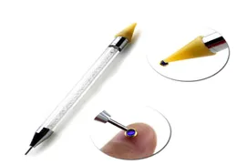 1 pçs strass prego pontilhar ferramenta dupla cabeça diferente caneta pontilhar dicas grânulos selecionador cera lápis lidar com manicure tool8919826