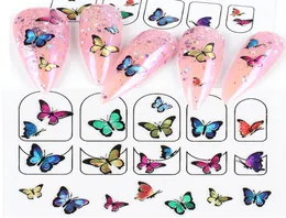 Adesivi per nail art Farfalla colorata 3d Decalcomanie adesive Design Cursori per manicure fai da te Avvolge Fogli Decorazione per unghie LA17875716380