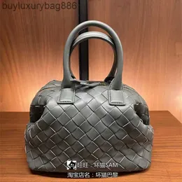 Luxury Handbag Medium Bauletto French Paris BVs 2023 Autumn/Winter New Slate Grey Small Handle Totes Bowling Bag Y