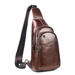 Waist Bags Bullcaptain Buisness Casual Genuine Leather Chest Bag Men's Crossbody Pack Man Shoulder Messenger Small Handbag