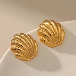 Stud Earrings For Women Gold Plated Piercing Famale Conch Fashion Accessories 2023 Jewelry Wholesale