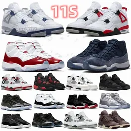 OG NUEVOS zapatos de baloncesto 11 Cherry Red 11S Cool Grey 25th Bred Win Like Concord Eleven Hombres Mujeres Zapato 4 4s Military Black Midnight Navy S s