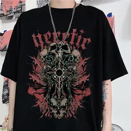 Mens Tshirts Summer Goth ment skjorta skräckskalle Loose Tshirt Punk Dark Grunge Streetwear Gothic Top Female Tshirts Harajuku Y2K kläder 230403