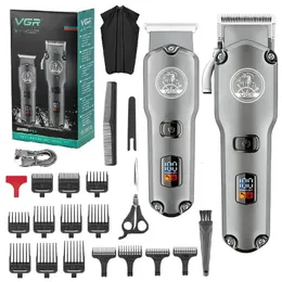 Aparador de cabelo original vgr, kit combinado sem fio para homens, elétrico, lavável, cortador de barba, recarregável, máquina de corte de cabelo 231102