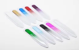 50X 35quot 9CM Glass Nail Files with plastic sleeve Durable Crystal File Nail Buffer Nail Care Colorful 2821141