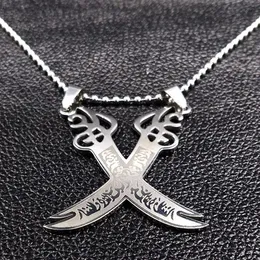 Retro Imam Ali Sword Muslim Islam Knife Necklace Jewelry Stainless Steel Arabic Pendant Necklaces For Men Women jewlery N403S02 Y0241H