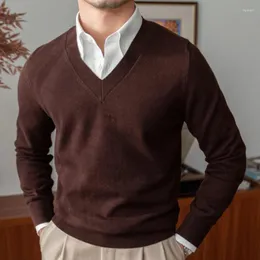 Męskie swetry 2023 Fall Solid Kolor Business Speisure Herren Pullover Knitt z długim rękawem dzianinowy Sweter mody Homme Pull Homme Homme