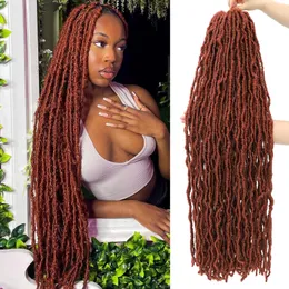 Röd mjuk faux locs virkning hår lång 18 24 36 tum mjuka locs hårbulkar packar ombre wavy nya faux locs flätor hår