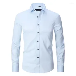 Camisas casuales para hombres 8XL Micro Stretch Soft Work Men Manga larga Slim Fit y camisa de negocios corta