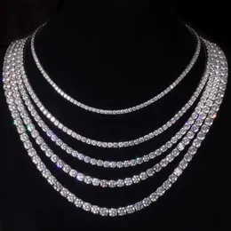 Hip Hop Necklace 2mm 3mm 4mm 5mm 6,5 mm Iced Out Diamond 925 Silver VVS Moissanite Tennis Chain
