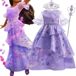 Cosplay Encanto Madrigal Dress Girls Mirabel Cosplay Princess Baby Kids Flower Ruffle Party Dress Children Isabel Dress Up Costume 230403