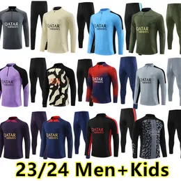 2023 2024 MBAPPE PS GSトラックスーツジャージーサッカーVERRATTI ICARDIハーフプルハキミトラックスーツジャケットWijnaldum Paris Chandal Training Sports Wear Long Men Kids