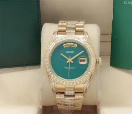 Relógio de diamante Diamante Homens 41mm Relógio Elegante Mostrador de Ouro Calendário Pulseira de Ouro Fivela Dobrável Mestre Homens Luxo Mens Relógios Designer Relógios