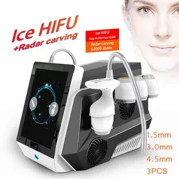 Multifunktionell skönhetsutrustning Frozen HIFU med 1,5 mm 3,0 mm 4,5 mm 3st-patroner Ice Anti-Wrinkle 62000 Shots Anti Wrinkle Skin Drawing Body Slimming Machine