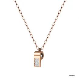 Loftily Stainless Steel Gold Whistle Rhinestone Diamond Pendant Chain Necklace Jewelry for Girls