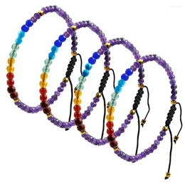 Strand SUNYIK Bracciale macramè con perline in pietra di cristallo sfaccettato da 4 mm Bracciale Yoga 7 Chakra