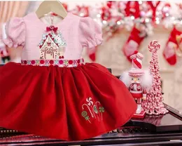 Sukienki dziewczynki 0-12Y Baby Girl Autumn Winter Red Velvet Lollipop haft vintage hiszpańska suknia balowa księżniczki na Boże Narodzenie Eid Causal 230403