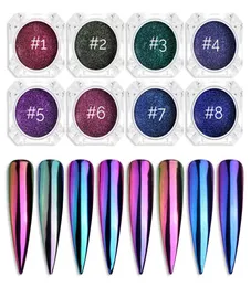 NA005 Nial Art Chrome Mirror Powder Nail Art Glitter Chameleon Pigment Powder Manicure Nail Tips Decoration Accessories Gel Polish9038630