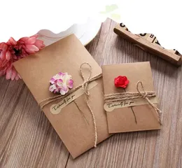 Kreatywne karty z życzeniami DIY Vintage Kraft Paper Ręcznie wykonany suszony kwiat podziękowania karty kwiatowe na urodziny walentynkowe dni Bożego Narodzenia