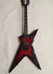 Customized 6-String Alien Electric Guitar, Burgundy Top