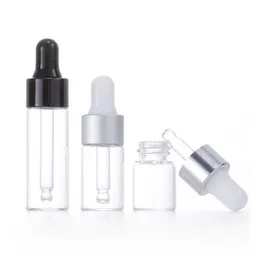 透明なガラスドロッパーボトル女性用エッセンシャルオイルトラベルボトル化粧品小包装1ML 2ml 3ml 5ml