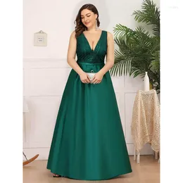 Plus Size Dresses Party for Women 2023 Elegant Sexy V Neck Sequin Female Green Formal Wedding Prom Cocktail Evening Dress Vestid