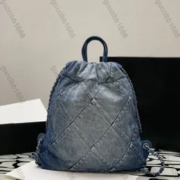 10A lustra Projektanci Mały plecak damski niebieski dżinsowy pikowana torebka luksusowa torebka podwójna łańcuch paska na ramię z srebrnym tonem